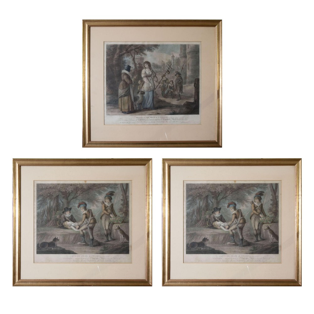 3 aquatint prints of Shakespearean scenes