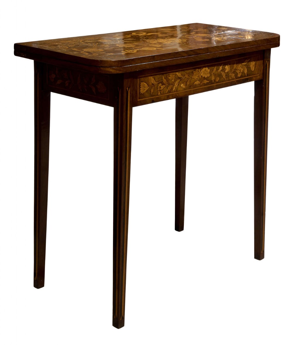 A rectangular dutch marquetry card table C1820