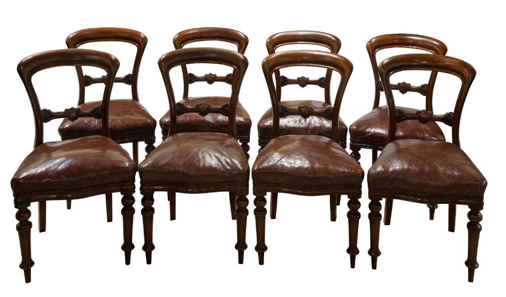 Set of 8 Good Quality Victorian Mahogany Balloon-Back Dining Chairs