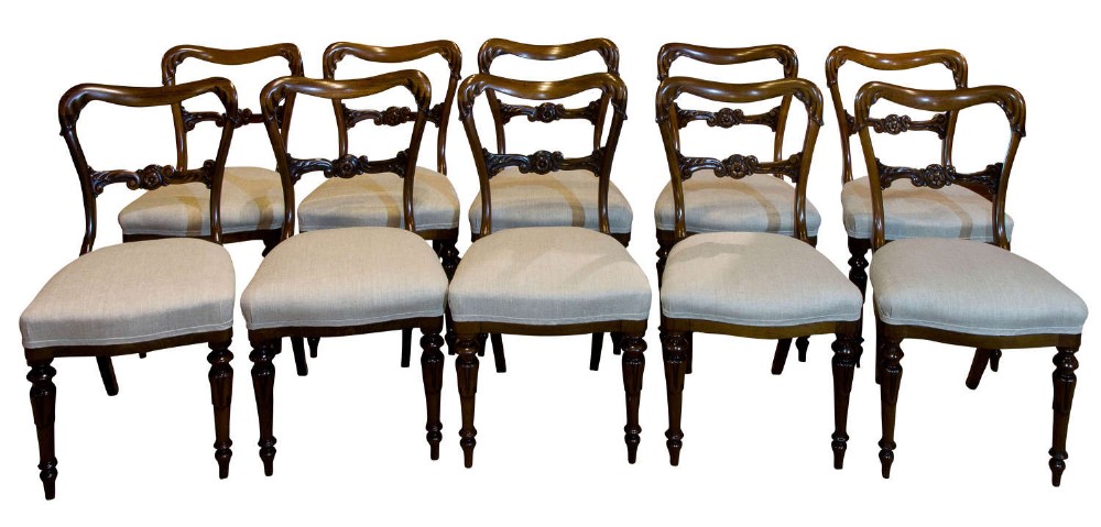 Set of 10 William IV Rosewood Dining Chairs