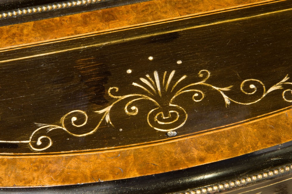19th Century Burr Walnut & Ebonised Leather Topped Desk View X