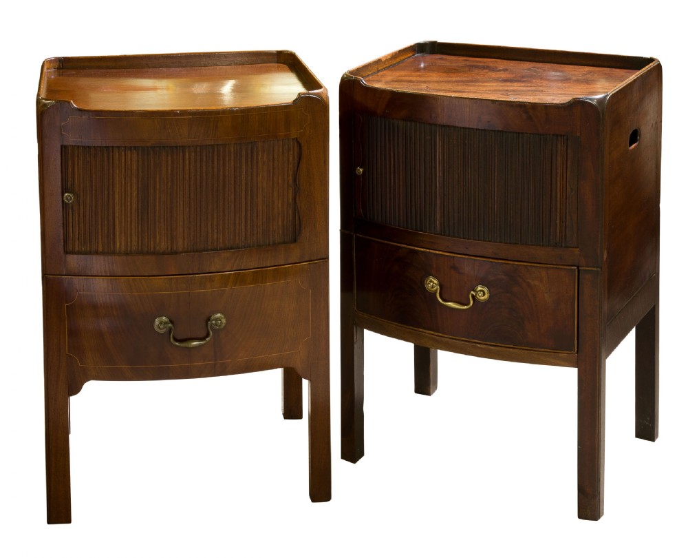 Pair near of Georgian Mahogany Bow-fronted Commodes