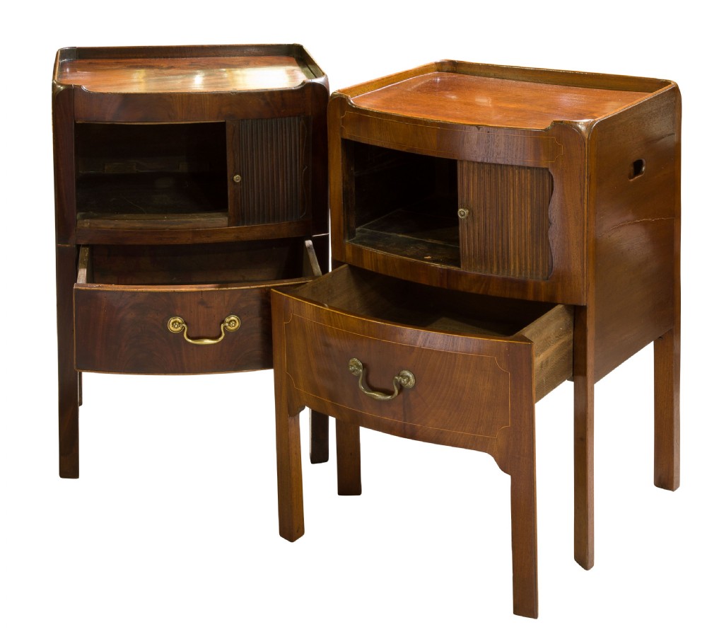 Pair near of Georgian Mahogany Bow-fronted Commodes View III