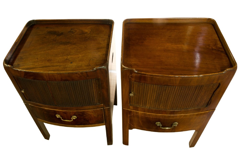 Pair near of Georgian Mahogany Bow-fronted Commodes View V