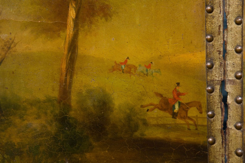 19th Century 4 Fold Screen Painted with a Hunting Scene View V