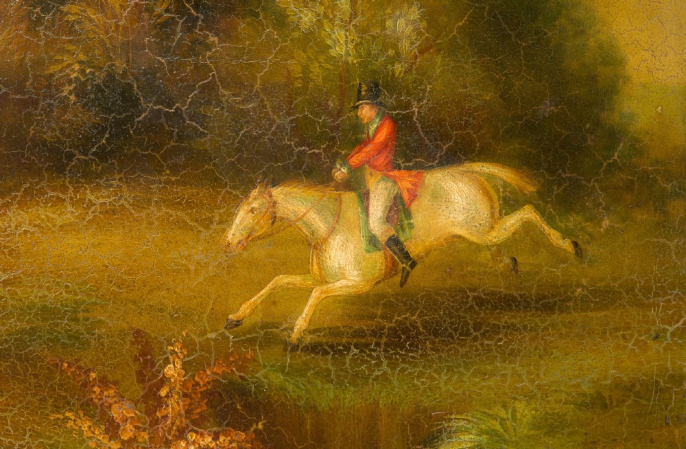 19th Century 4 Fold Screen Painted with a Hunting Scene View VII