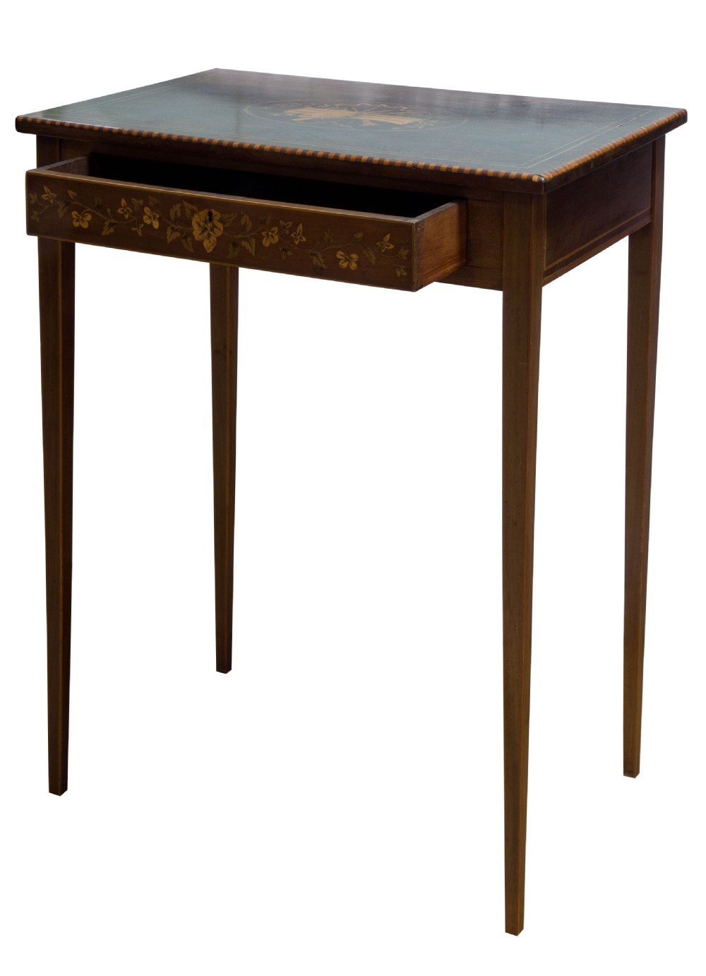 Sheraton Revival Marquetry inlaid side table c1890 View II