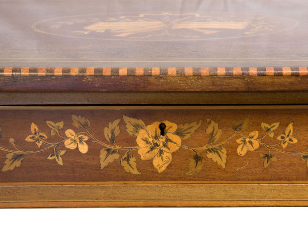Sheraton Revival Marquetry inlaid side table c1890 View VI