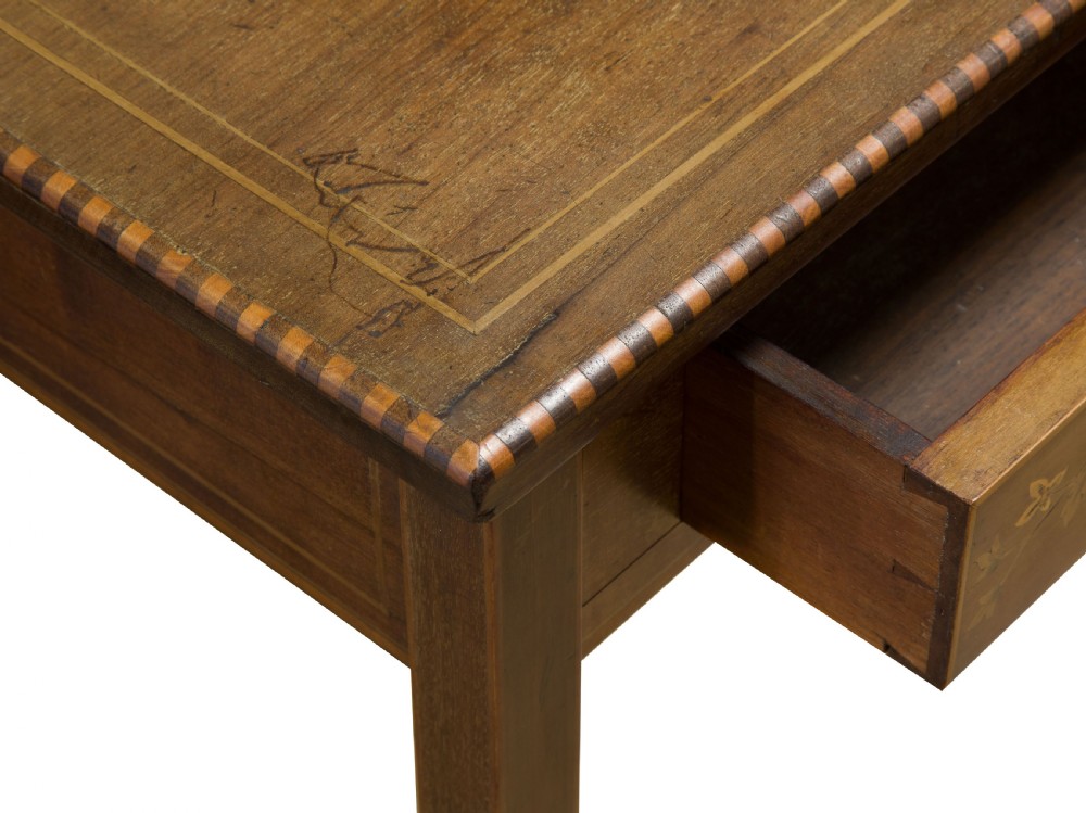 Sheraton Revival Marquetry inlaid side table c1890 View VII