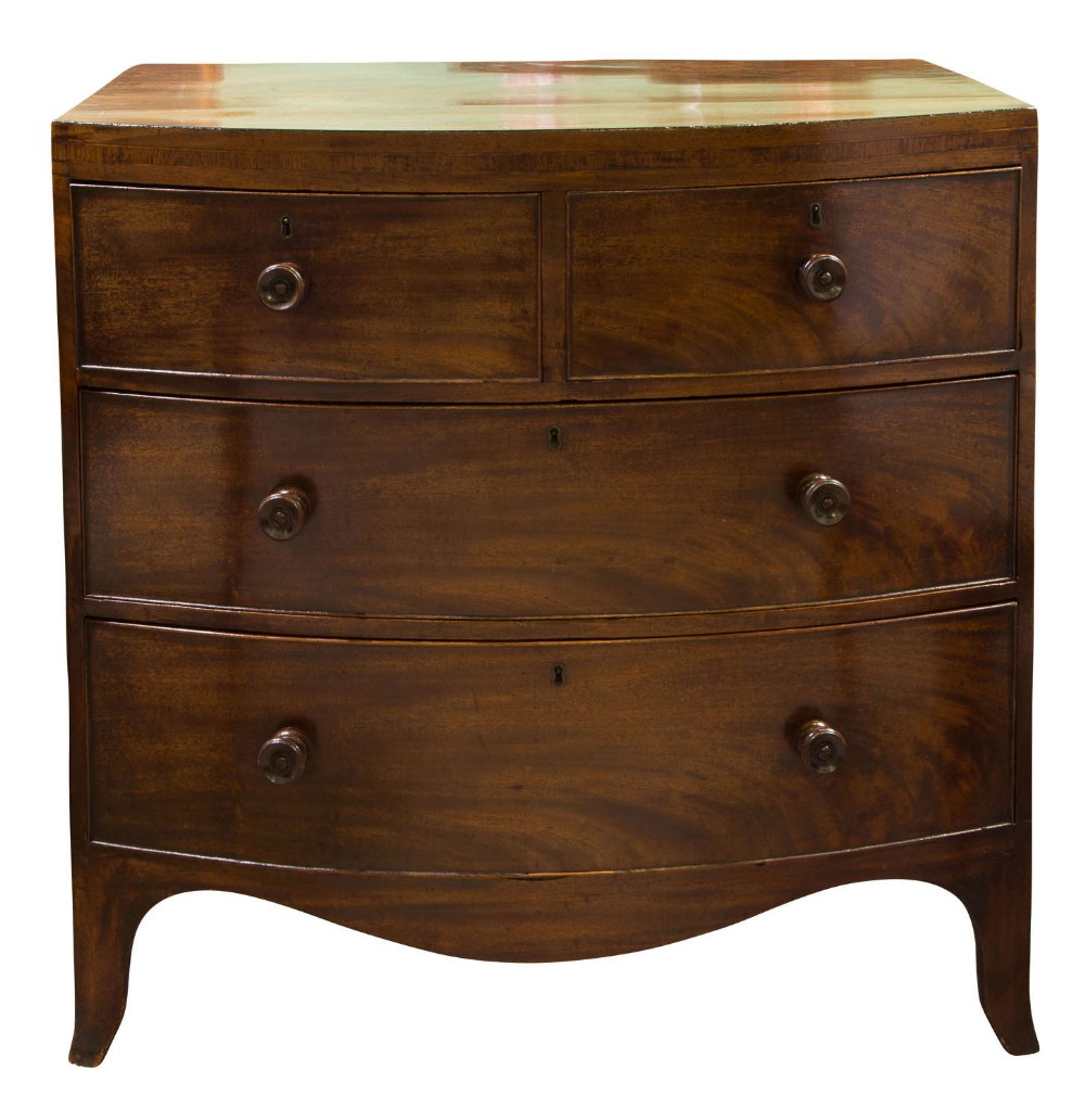 19thc Bow-fronted Mahogany chest of drawers