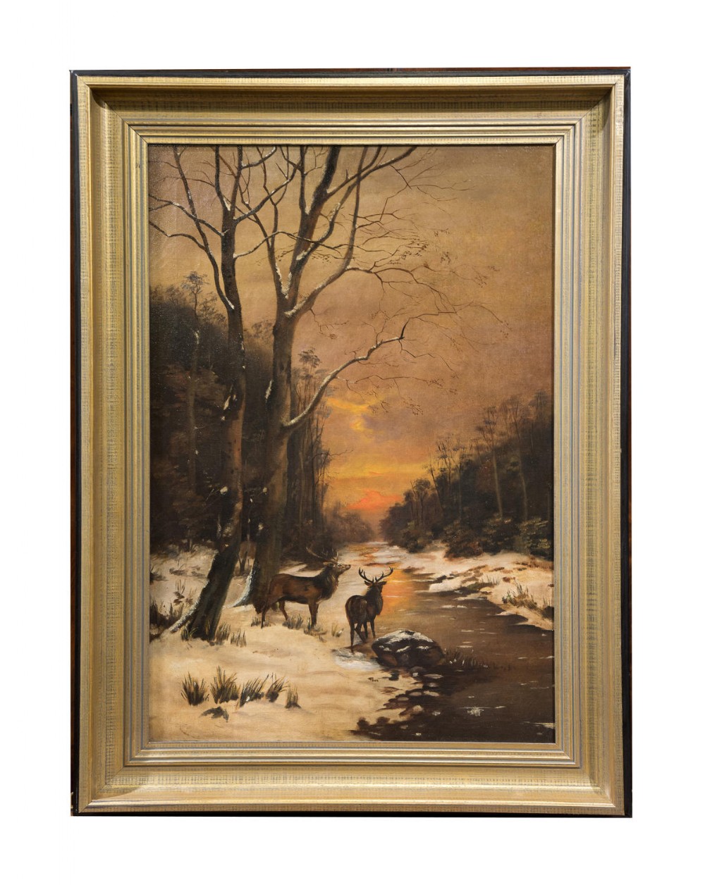A Winter's Afternoon, oil on canvas by J. MacCulloch c1880
