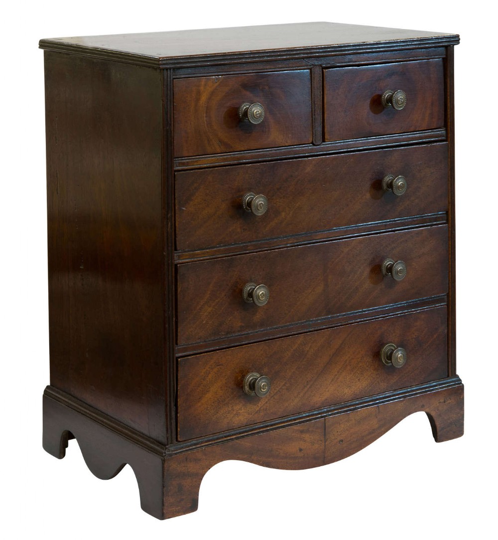 19thC mahogany miniature chest of five drawers c1860