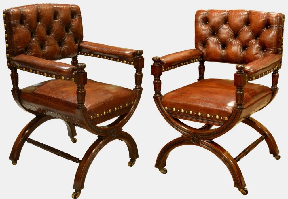 Pair of 19th Century Mahogany Library Chairs