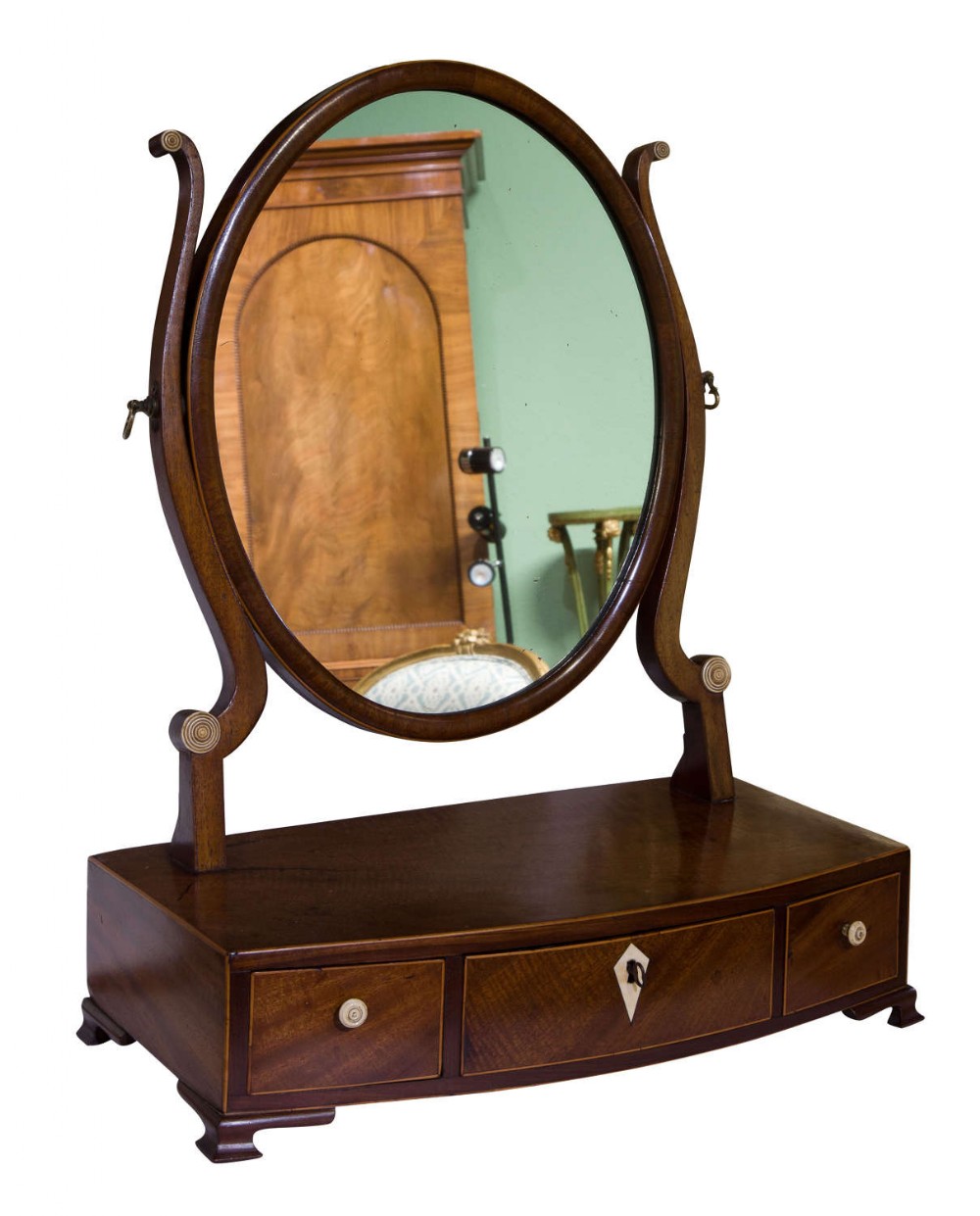 Georgian oval mahogany dressing table mirror
