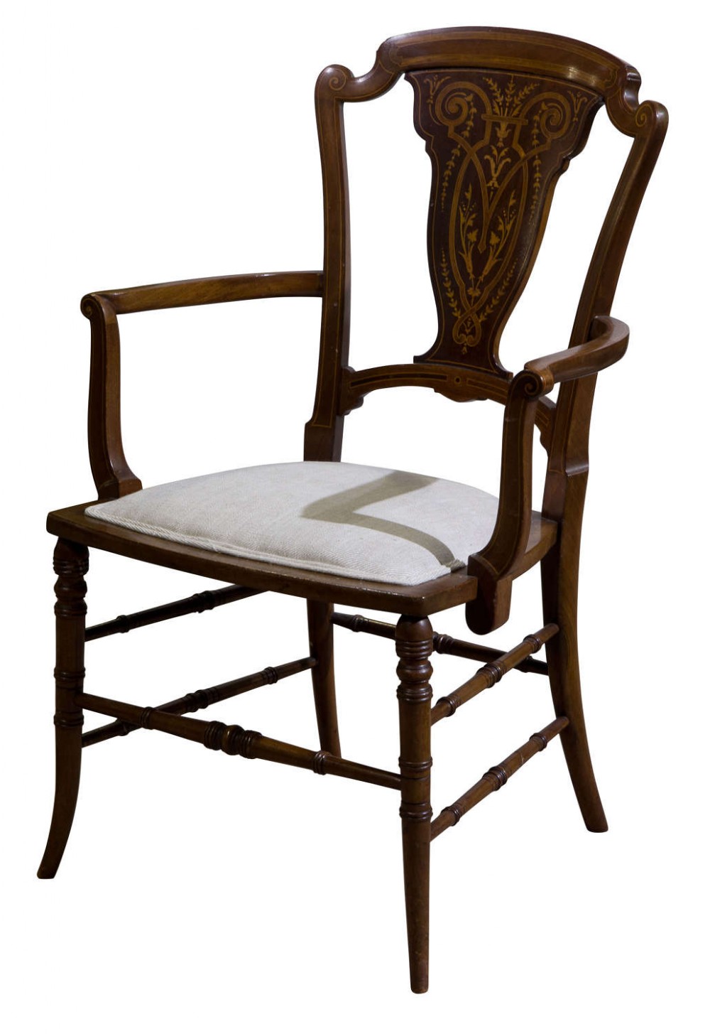 Inlaid mahogany bedroom armchair