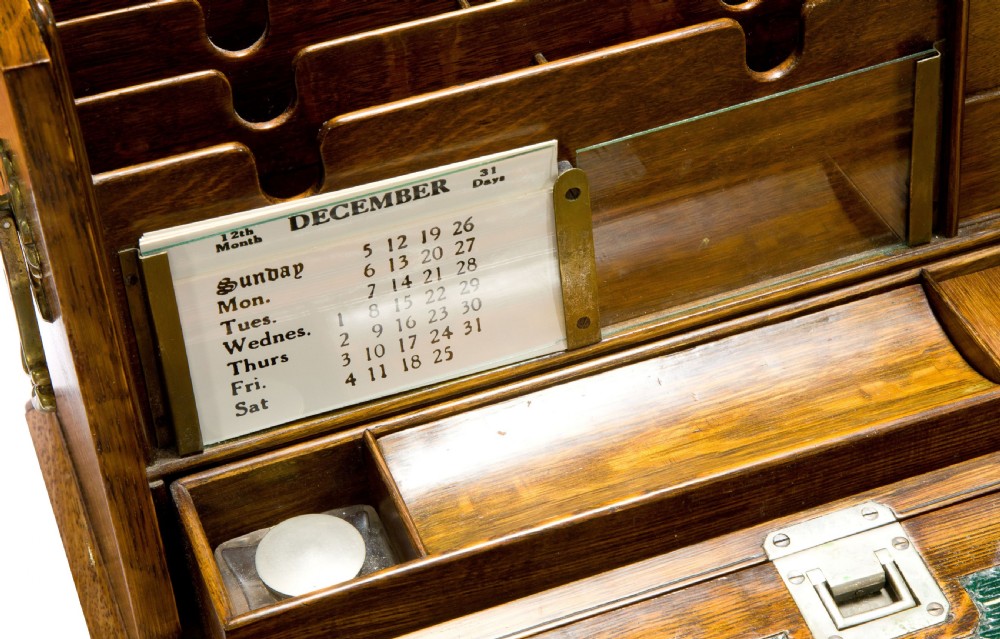 Exceptional oak stationary box circa 1903 View II