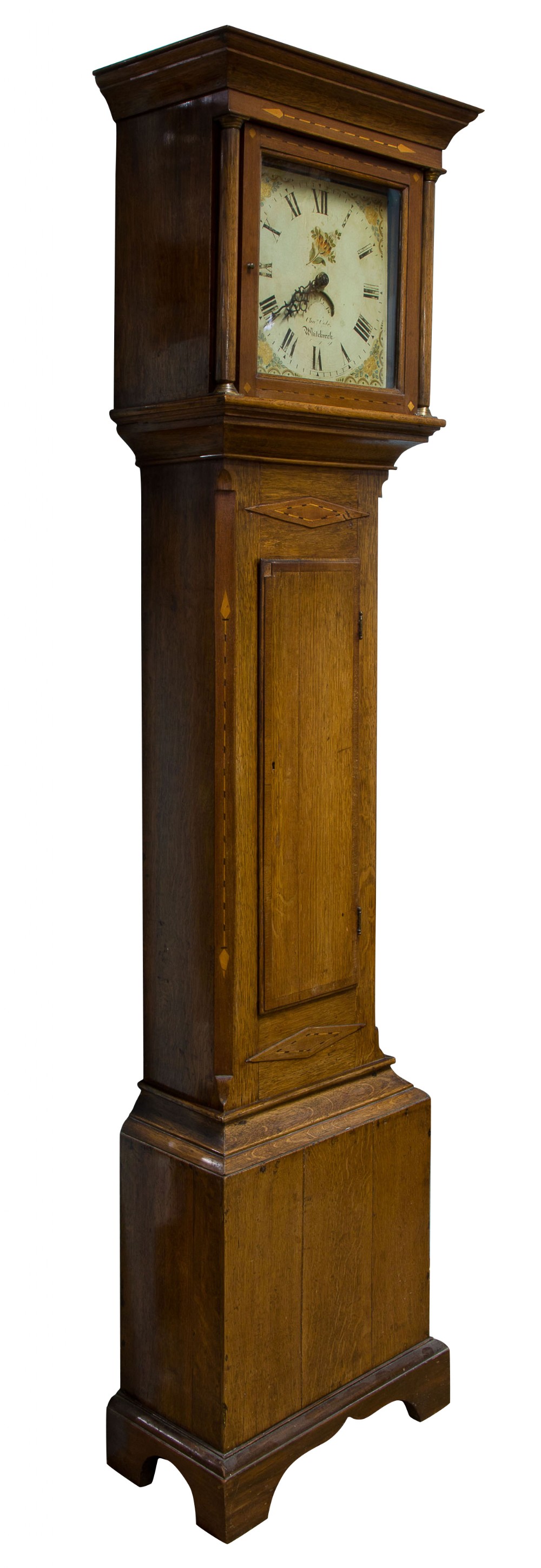 Oak square dial, 30 hour clock circa 1800