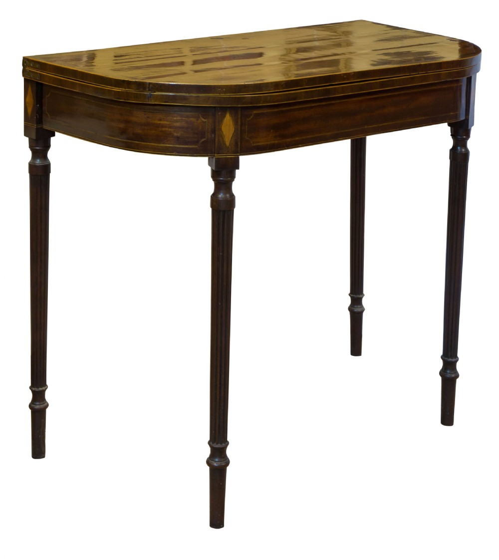 Regency period mahogany D shaped tea table c1810