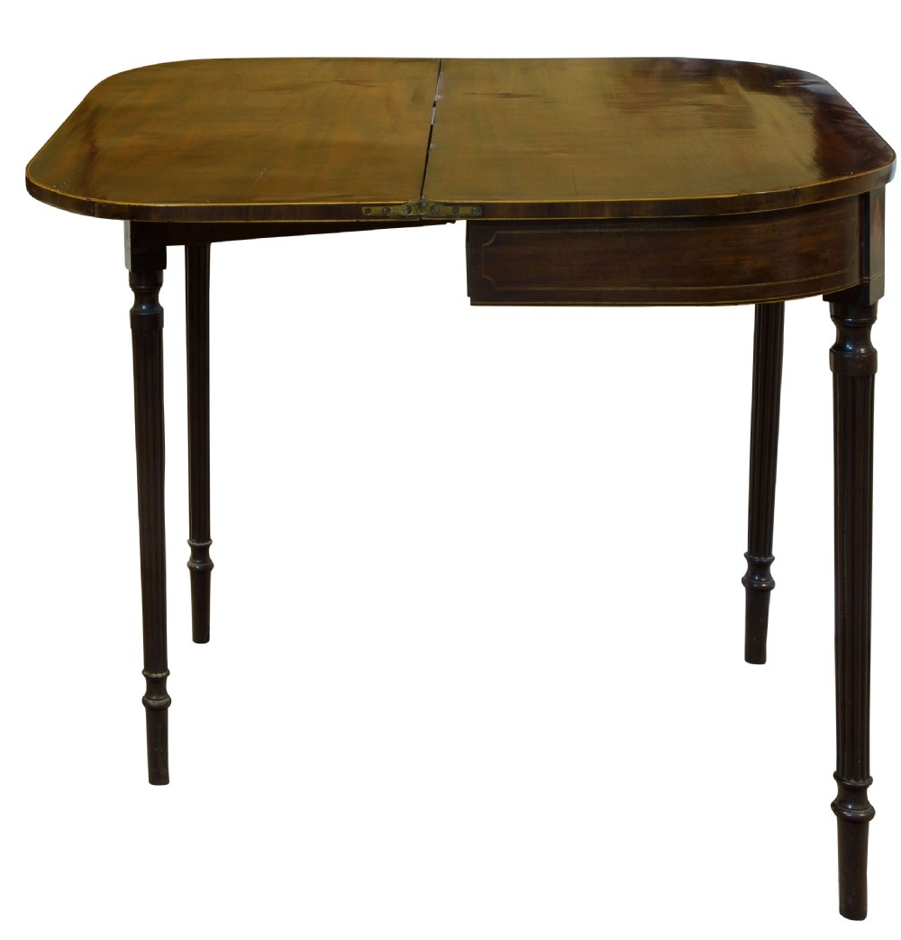 Regency period mahogany D shaped tea table c1810 View II