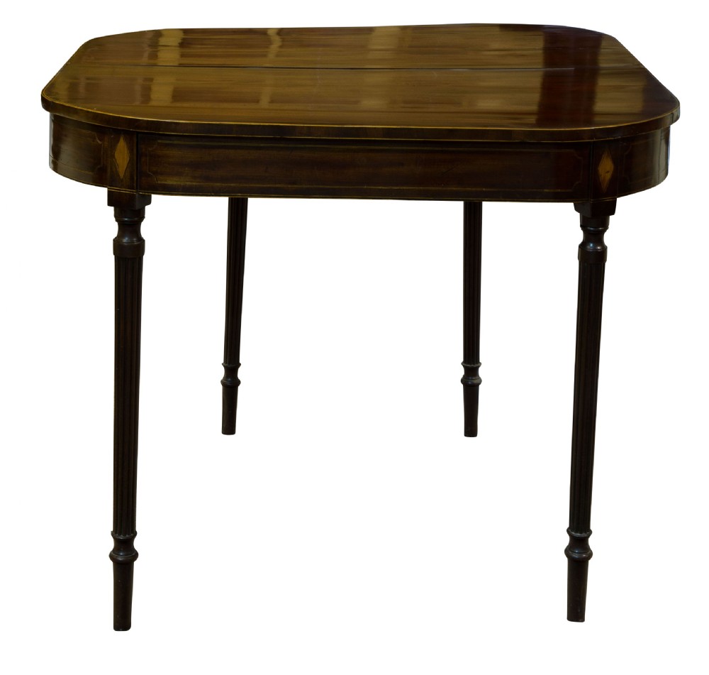 Regency period mahogany D shaped tea table c1810 View III