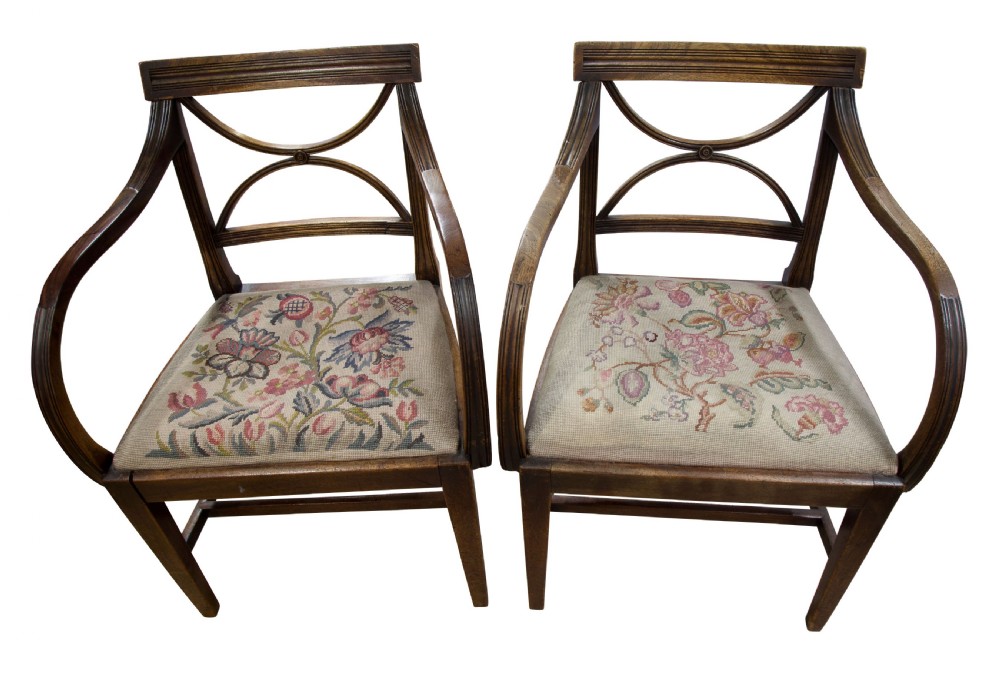 Pair of Hepplewhite period mahogany carver chairs c1780 View II