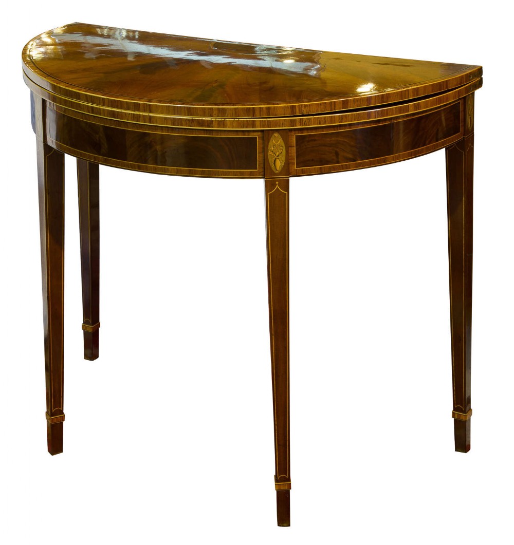 Inlaid mahogany demi-lune card table circa 1780