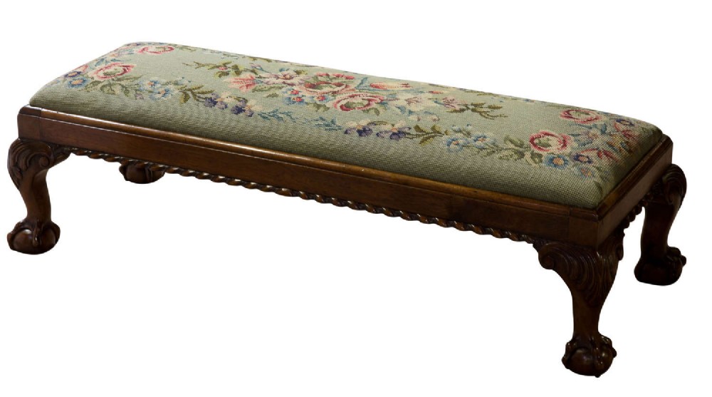 19thc carved walnut fender stool circa 1880