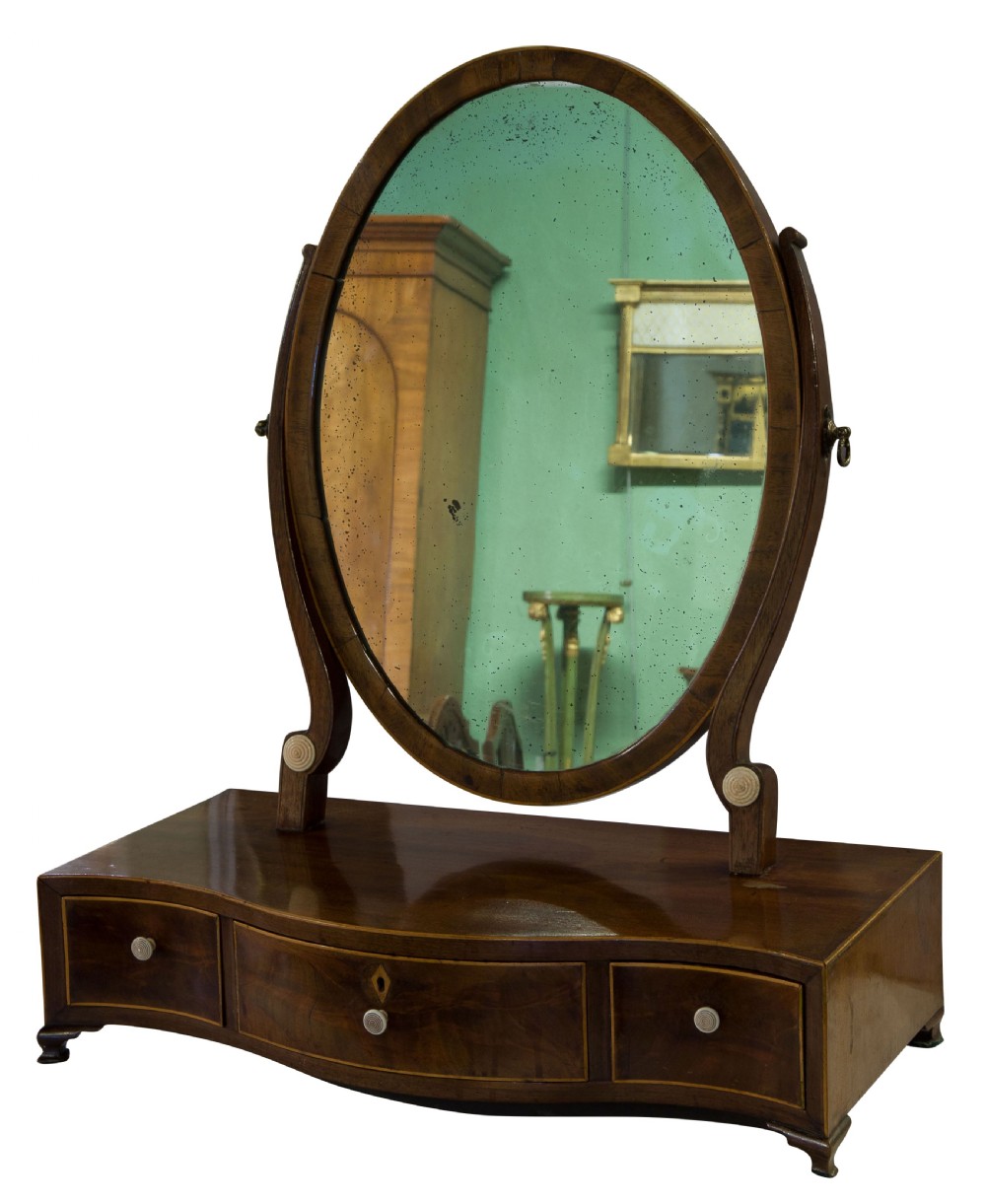 Georgian mahogany oval dressing table mirror