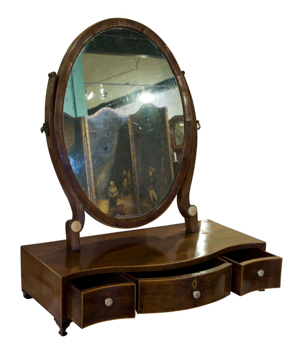 Georgian mahogany oval dressing table mirror View III