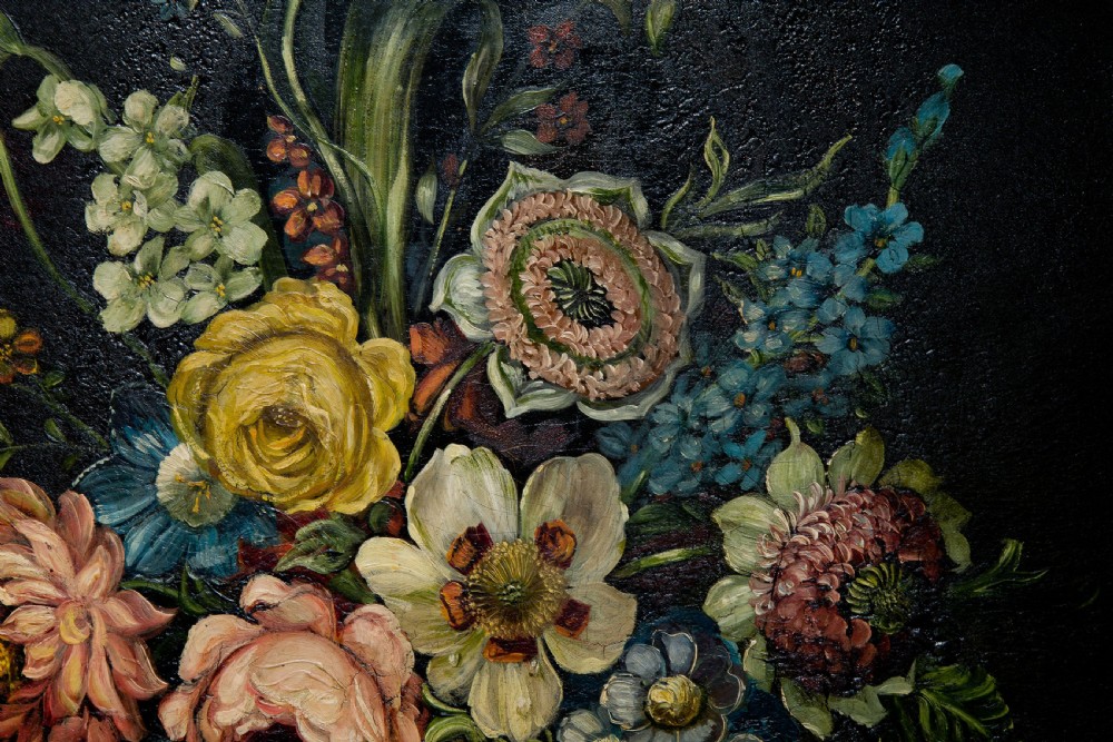19thc oval oil of still life of flowers View IV