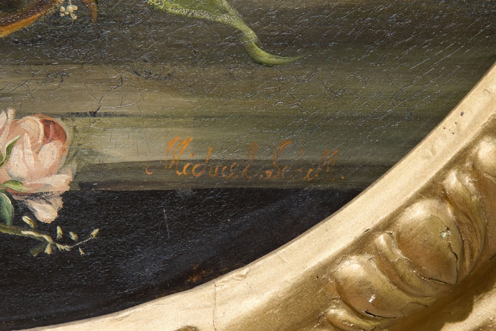19thc oval oil of still life of flowers View V