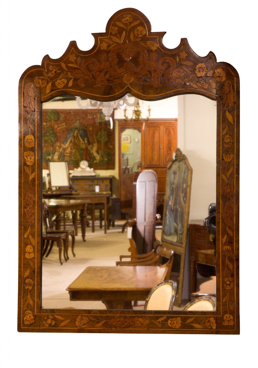 Dutch marquetry mirror early 19thc View II