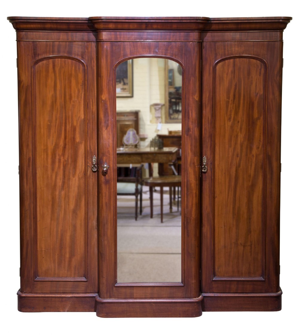 Victorian mahogany breakfront compactum wardrobe