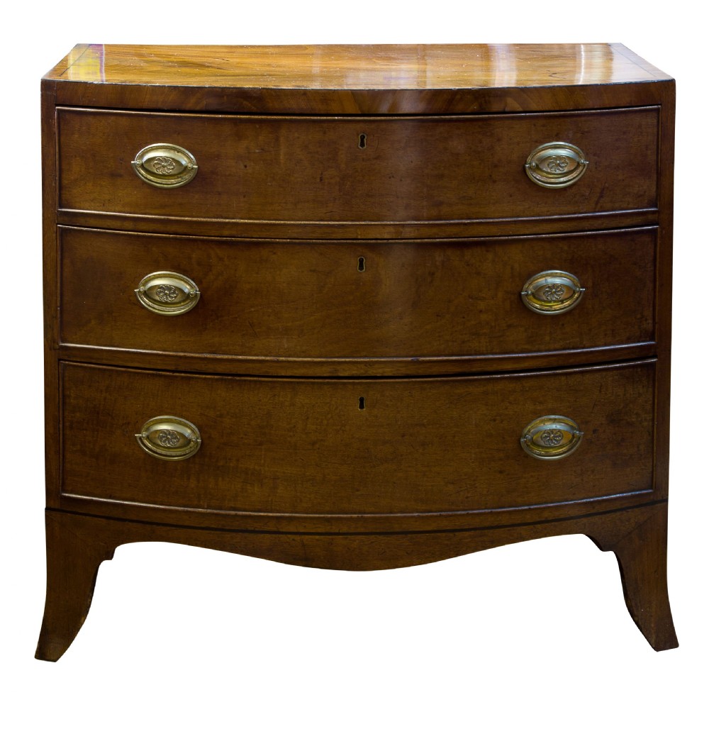 Regency mahogany bow fronted chest of drawers View II
