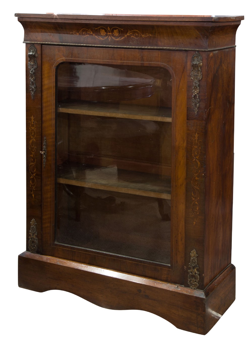 Mid Victorian walnut and marquetry inlaid side cabinet