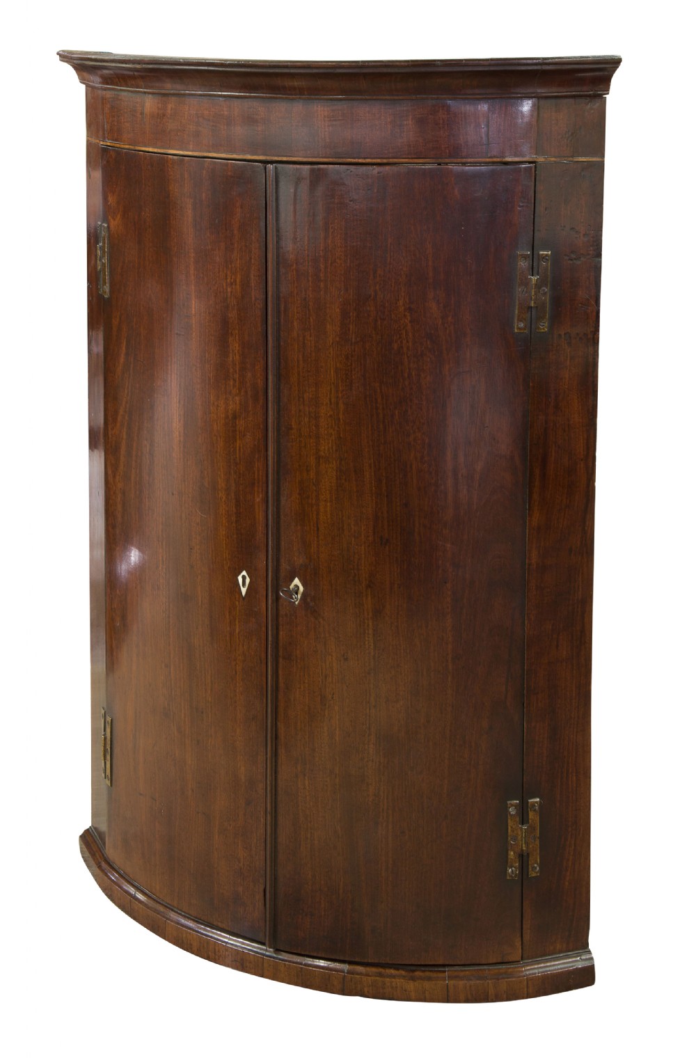 Georgian III mahogany bow front corner cupboard