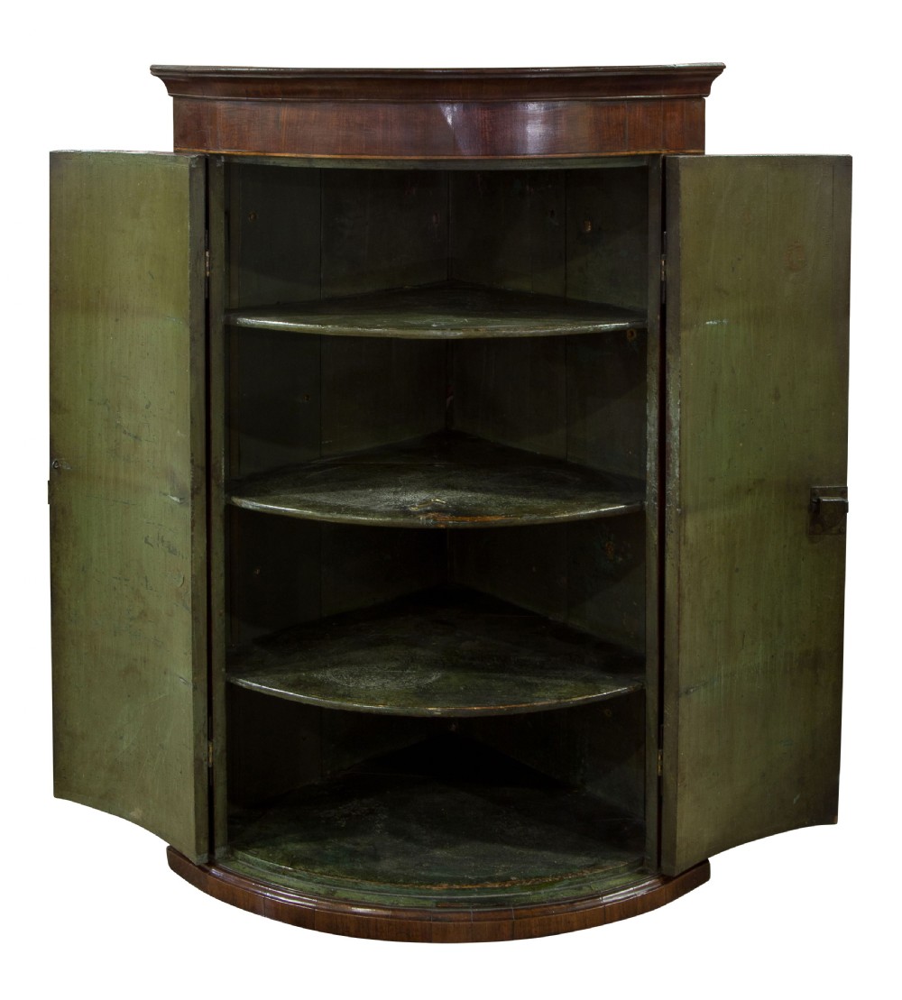Georgian III mahogany bow front corner cupboard View II