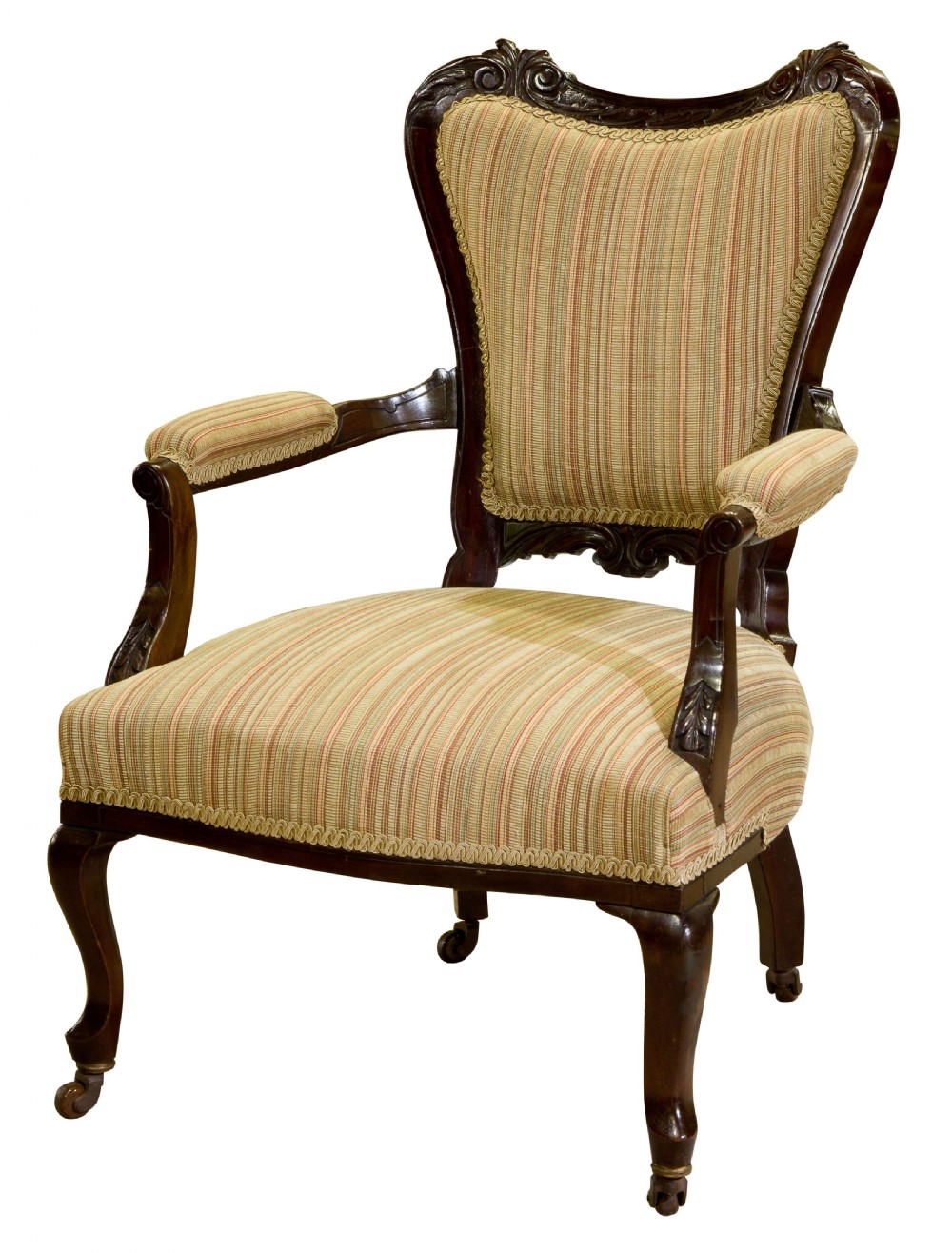 Pair 19thCentury mahogany open armchairs c1890 View II