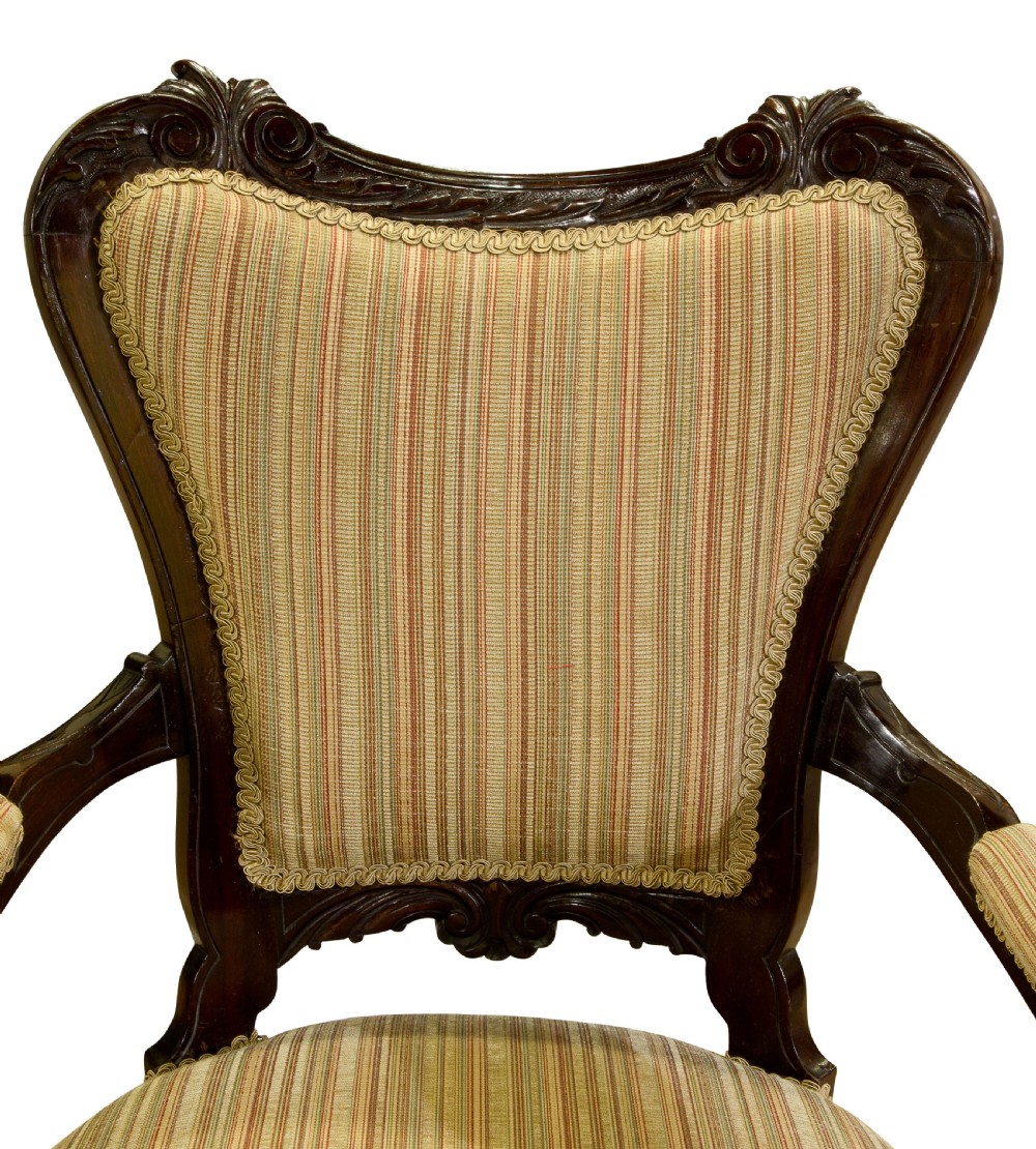 Pair 19thCentury mahogany open armchairs c1890 View VI