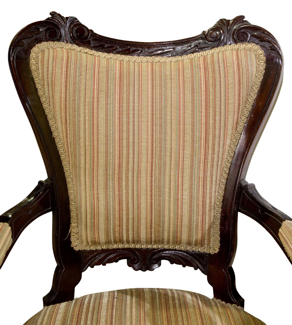 Pair 19thCentury mahogany open armchairs c1890 View VII