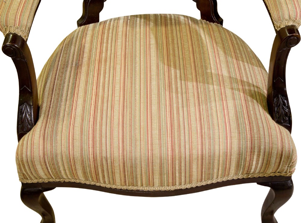 Pair 19thCentury mahogany open armchairs c1890 View VIII