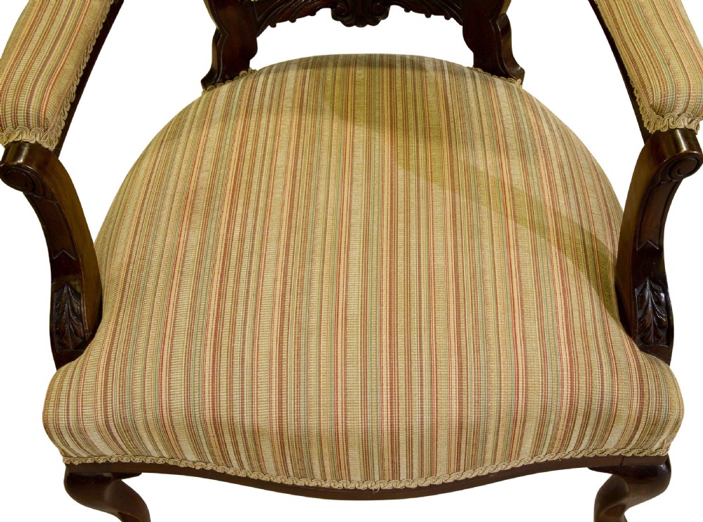 Pair 19thCentury mahogany open armchairs c1890 View IX