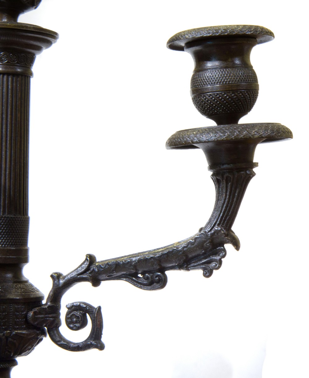 Pair of Charles X bronze & giallo sienna marble candelabra View VI