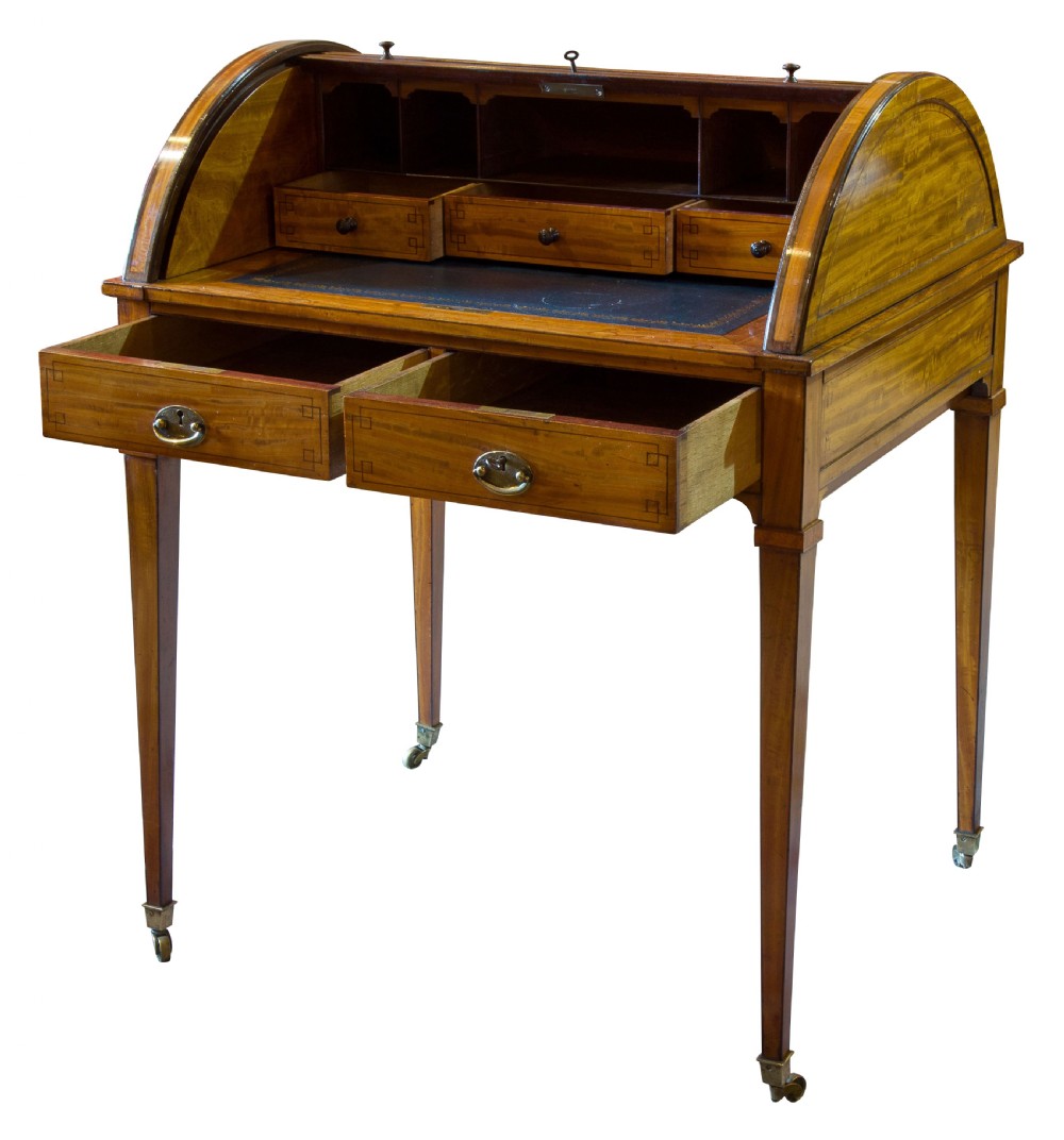 A Satinwood tambour topped desk c1890 View II