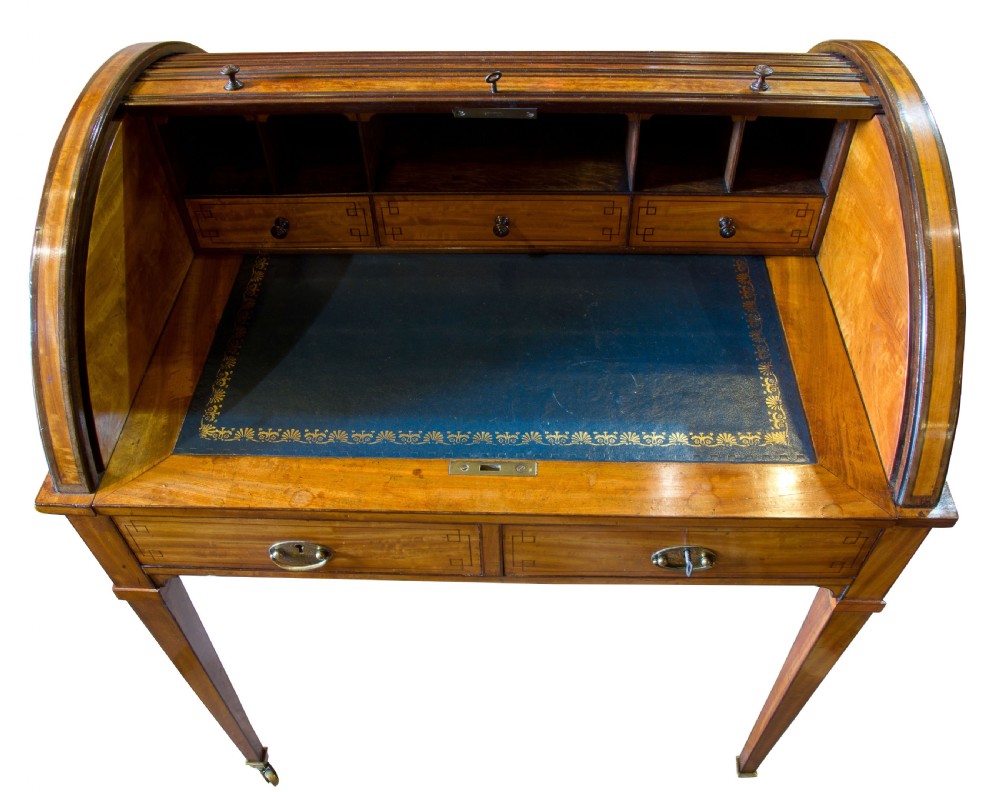 A Satinwood tambour topped desk c1890 View VII