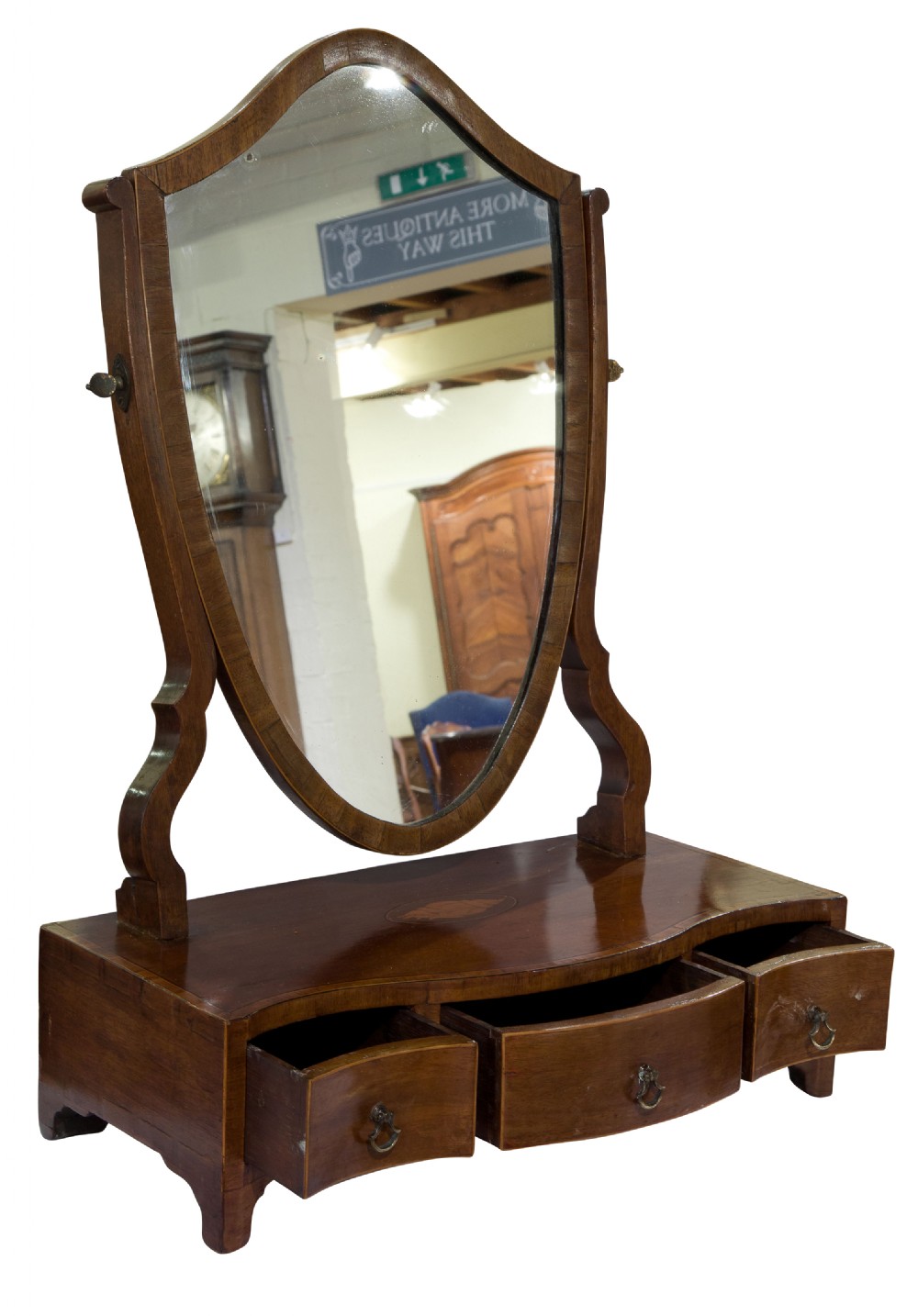 19thC mahogany and satinwood dressing table mirror