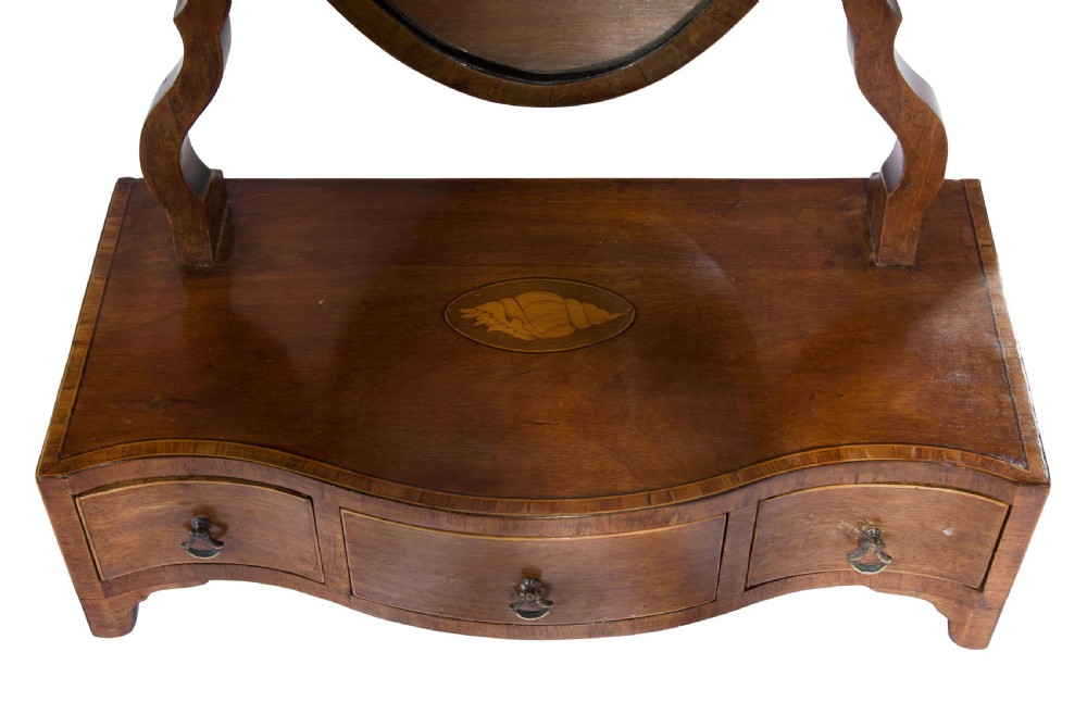 19thC mahogany and satinwood dressing table mirror View VII