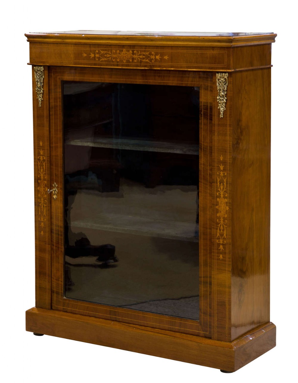Victorian inlaid walnut pier cabinet