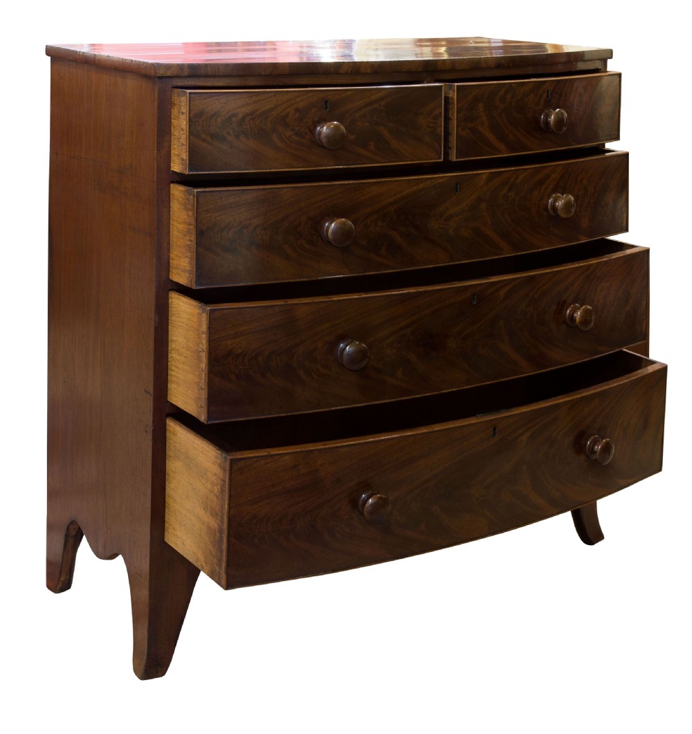Early 19th Century Flame mahogany bow chest View II