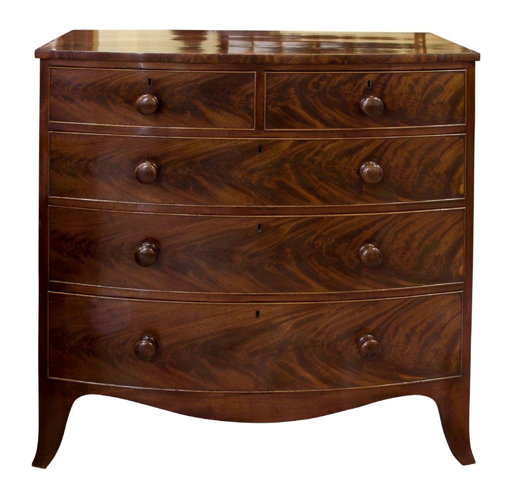 Early 19th Century Flame mahogany bow chest View III